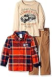 BoyzWear Little Boys' 3 Piece Button Down Shirt Long Sleeve Tee and Pant Set Red 6 [並行輸入品]