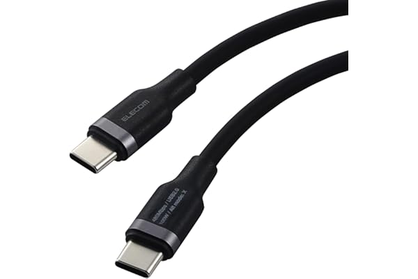 エレコム USB Type C ケーブル 1m 100W PD対応 高速充電 シリコン素材 なめらか やわらか 【 MacBook/iPad/Galaxy/Android スマホ タブレット 等対応 】 ブラック 【iPhone 16 シリーズ 対応検証済】 MPA-CCECSS10BK