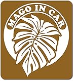 imoninn MAGO in car ステッカー　【マグネットタイプ】　No.16　モンステラ　（ゴールドメタリック）