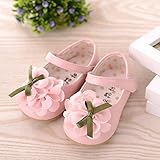WIN　ベビー 夏 シューズ 赤ちゃん 可愛い プレゼント 軽量 履かせやすい マジックテープ ストラップ 花 新生児 フォーマル靴 (内寸13.5cm, ピンク)