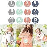 Classicbuy プレグナンシー・ベリーステッカー　新生児　妊娠　月齢　写真の小道具　高品質　防水　フォトステッカー お洋服に貼れる(１－１２ヶ月)