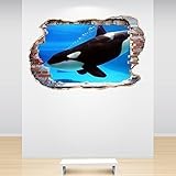 60 Second Makeover Limited Full Colour Orca Whale Smashed Wall 3d効果under the sea aquarium ocean寝室ウォー