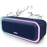 DOSS SoundBox Pro Bluetooth スピーカー20W 強化された低音 ワイヤレス ポータブル 小型 ブルートゥース スピーカー【イルミネーション機能 20時間再生 IPX6防水 パッシブラジエーター搭載 ワイヤレスステレオ Aux/TFカード対応/風呂/アオトドア適用】（ブルー）