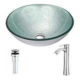 Spiritoシリーズdeco-glass容器シンクでChurningシルバーwith Harmony蛇口でつや消しニッケル