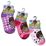 Disney Doc McStuffins足首ソックスガールズサイズ4 – 6 – 3パック( Assortedスタイル)