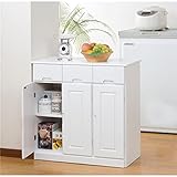 天然木カウンターワゴン 3枚扉 ホワイト