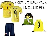 jerzehero Columbia Falcao # 9 Kids Youth 3 in 1サッカーギフトセット& # x2713 ; Soccer Jersey & # x2713 ; Short