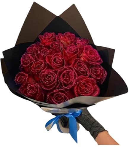 Amazon｜グリッター付きホワイトローズブーケ卒業式、グリッターローズ