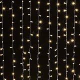 AGPtEK Solar Powered Curtains Lights 3Mx3M 300LED,8 model 2400mah High Capacity Battery Starry Fairy