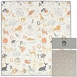 【SGS認証】popomi XPE 赤ちゃん プレイマット 超軽量 リバーシブル 収納バッグ 生活防水 折りたたみ 滑り止め加工 5層構造 屋外使用可 ベビープレイマット ベビーマット 出産お祝い プレイマット (三角＆アルファベット, 180x200x2cm)