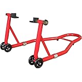 BIG RED バイク スタンド 耐荷重340kg メンテナンススタンド 後輪用 キャスター付き L型 レッド