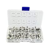 100個 ガラスヒューズ 250V 0.2A 0.5A 1A 2A 3A 5A 6A 8A 10A 15Aスローブロー快熔ガラスヒューズ管5mmX 20mm