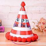 HuaQingPiJu-JP 誕生日パーティー用品ラブリーリングコーン帽子リトルソフトボールCap_Red + White
