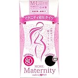 (モア)MORE 日本製 80デニール マタニティ 着圧タイツ M-L ブラック 前後マチ付 調整ベルト付き