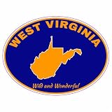 米国カスタムステッカーWest Virginia Wild and Wonderful Navyブルー楕円形デカール 6" USCS-1483493884-6
