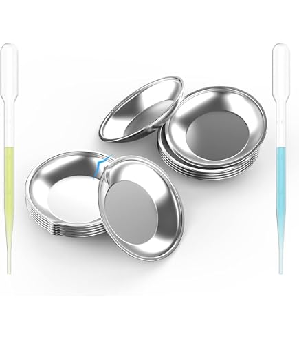 6 Coupes à Palette Double En Acier Inoxydable - Pour Peinture à L'huile, Avec Couvercle Et Clip