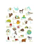 French Alphabet Natureテーマ壁アート印刷、、保育園インテリア、ウッドランド保育園、フォレスト動物、子どもの部屋、ABC動物ポスター、ベビー部屋 05x07 prialpfre05