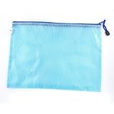 DealMuxオフィスグリッドはライトブルーPVCジップアップ文房具ポーチバッグを印刷します