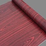 simplelife4uワインレッドWood Grainシェルフライナー取り外し可能なビニール壁紙ロール17.7インチby 32.8フィート