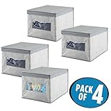 mDesign graybbyaldostorbox Pack of 4 Large Storage Boxes グレー 6037MDB