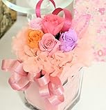 ガラスの器 純粋100％プリザーブドフラワー スワロフスキー付きリボンクリアケース付き　【テレビ映画、六本木ヒルズセレブ、高級ブランドや東証一部上場企業、代議士、芸能人、ミリオンセラー作家などを顧客に