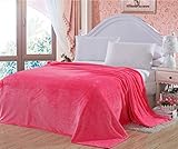 キャンディーカラーフランネルベッドブランケットシートExtraソフト暖かいPlush Easy Care軽量ふわふわベッド用毛布 79*91 inch(Queen) レッド LC_HMJY_JL-07