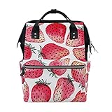 ママバッグ　マザーズバッグ　リュックサック　ハンドバッグ　旅行用 水彩絵 いちご ファション