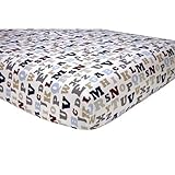 Sadie & Scout Alphabet Crib Sheet - Blue, Tan, Navy, White by Crown Craft [並行輸入品]