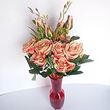 Roses 14-piece 19インチ人工花バラ花瓶含ま オレンジ