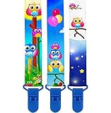 ** LIMITED PROMO ** Premium Pacifier Clip by KiddosArt, 2-Sided OWLS Art, Stunningly Designed Pacifi