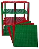 Premium Red and Green Christmas Stackable Base Plates - 4 Pack 10" x 10" Baseplate Holiday Color Bun