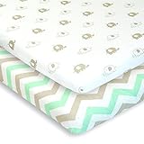Cuddly Cubs Pack n Play Playard Sheets - Set of 2 Jersey Cotton Fitted Sheets for Mini/Portable Crib