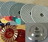 Premium Wet 4 Diamond Polishing 9 Pad + ALUMINUM Backer + Turbo Cup Wheel For GRANITE MARBLE STONE t