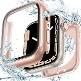 TALENANA for Apple Watchケース 45mm 44mm 41mm 40mm 【3 in 1防水設計】 アップルウォッチ液晶保護フィルム+防水保護ケース+背面ケースの3 in 1デザイン Series 8/7/6/SE/5/4高タッチ感度 PC素材 全面保護 防傷 衝撃吸収 (Series 9/8/7,41mm,ローズゴールド)