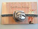 2 Satin Rolled Rose flower baby PoshNPretty headband - Silver by PoshNPretty