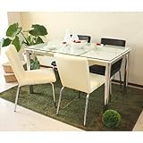 2/10入荷！！【送料無料】 Ｎフレスコ ダイニング５点セット 幅130cm (ガラステーブル＆チェア)　BK＆WH 【関東/東北は追加送料５４８０円】