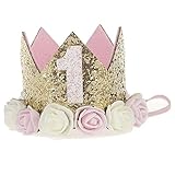 Pawaca ベビー ミニ 王冠 バースデー 可愛いクラウン　パーティー キッズ 子供用 ガールズ 帽子 記念日用　フラワー 撮影用　ヘアバンド お誕生日用　女子会　髪飾り