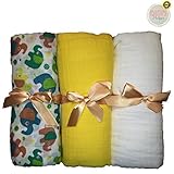 Premium Assorted Muslin Swaddle Blankets by Mama's Helper | Perfect Baby Gifts | Give Baby Security 