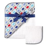 Hudson Baby Print Woven Hooded Towel and Washcloth, Boy, Net by Hudson Baby