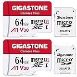 【5年保証】GIGASTONE マイクロsdカード 64GB 2個セット Camera Plus microSDXC UHS-I A1 V30 U3 C10 95MB/s フルHD 動画 SDアダプター2枚付き