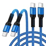iPhone17充電 240W高速充電&データ転送 タイプCケーブル 1.8m/2本 pd対応 USB C ケーブル C to C 耐久ナイロン 長い Type-C 充電けーぶる iPhone15-17シリーズ、iPad Pro/Air、MacBook、Galaxy S25、AQUOS sense8、OPPO、Xiaomi、Google Pixel、SONYなどUSB C機種対応 青色