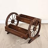 フロート、2階、木製、室内植物スタンド、ダブルフラワーホルダー、L48cm * W70cm * H19.5cm（ダークブラウン）