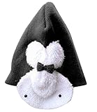 Plus Nao(プラスナオ) 子供用 帽子 ニット帽 ウサギの耳あて付き ニットキャップ ビーニー 赤ちゃん ベビー キッズ 男の子 女の子 冬帽子 - ブラック