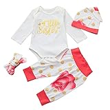 (プタス)Putars ベビー服 子供服 上下セット ロンパース 女の子 長袖 LITTLE SISTER 花柄 可愛い 秋 冬 新生児 歩行服 出産お祝い 記念日 プレゼント 0-18ヶ月