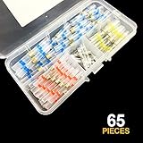 65pcs Solder Seal Wire Connector, Sopoby Solder Seal Heat Shrink Butt Connectors Terminals Electrica