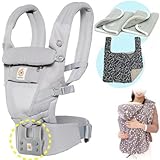 エルゴベビー 抱っこ紐 (ベルト付） ADAPTアダプト/クールエア・グレー+防寒セット 【正規品2年間保証-SG認定】 +防寒ケープ＆よだれパッド