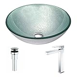 Spiritoシリーズdeco-glass容器シンクでChurningシルバーwith Enti蛇口でクロム
