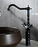 awxjxヨーロピアンスタイルのレトロとホットとコールド洗濯の面ブラックシンクミキサータップ