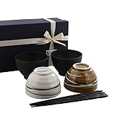 テーブルウェアイースト 和食器 らせん夫婦茶碗＆お椀＆箸ペア6点セット 食器セット 茶碗 (ホワイト×キャラメル) ディナー食器セット お茶碗 ペア食器