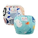 ALVABABY 赤ちゃん 水着 再利用可能 防水 スイム布 水遊び スイムパンツ おむつ 2枚セット ZDYK05-06-JP
